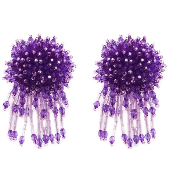 Crystal Flower Tassel Earrings - 3 colors - Picture 2 of 5